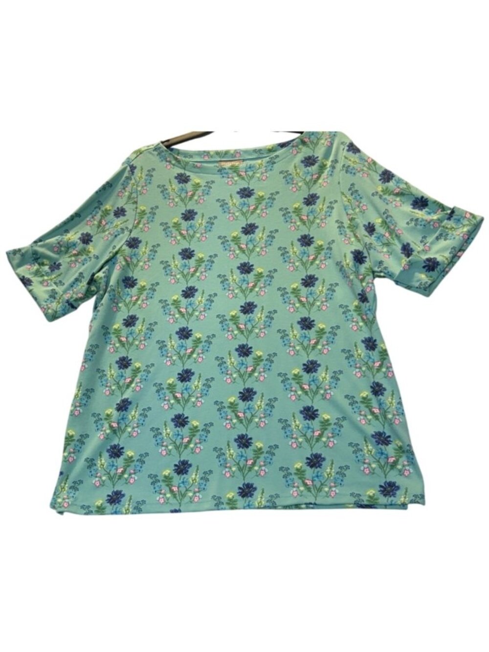 Style & Co Womens 2X Elbow Sleeve Floral Top Mirrored Hedge Print
